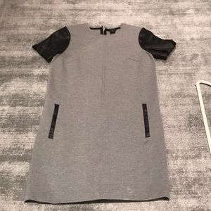 Club Monaco leather cap sleeve dress